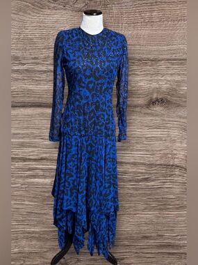 Vintage 1980’s A.J. Bari Leopard Print Sparkly Dress With Handkerchief Hem SZ M